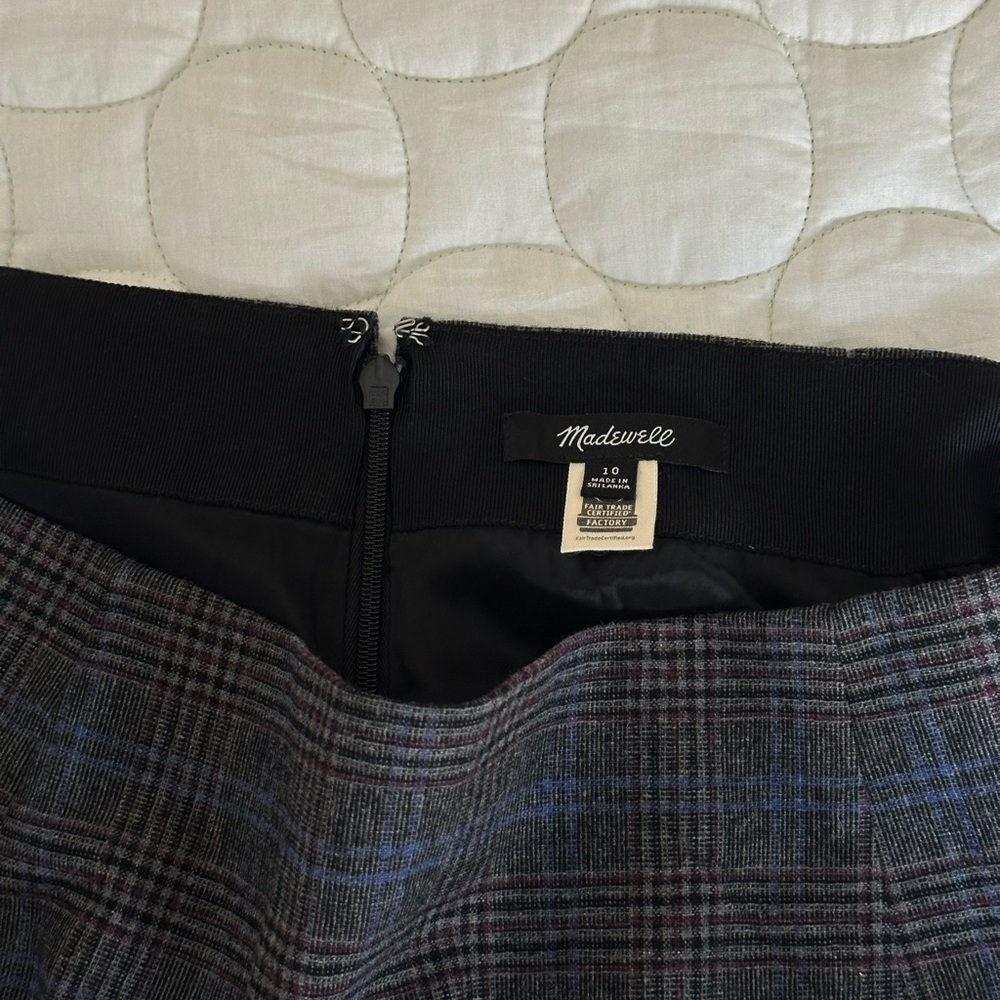 Madewell Checkered Skirt in Black and Blue